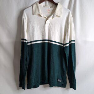 Levi's Vintage Long Sleeve Polo Relaxed Off-White/Dark Green, Large